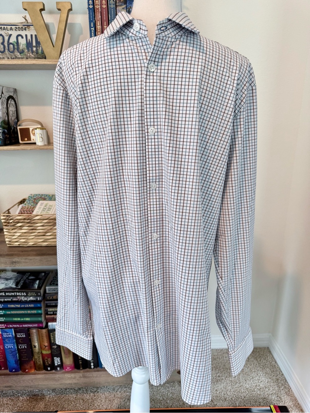 Mizzen+Main Men's White Checked Button-Up Shirt